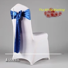 100 дешевая Королевская Синяя атласная лента на стул для свадебного украшения в Европу