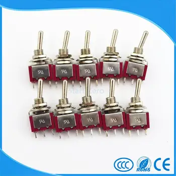 

10Pcs Mini Toggle Switch 3 Pin 3 Position Momentary (ON)-OFF-(ON) SPDT 250V 3A