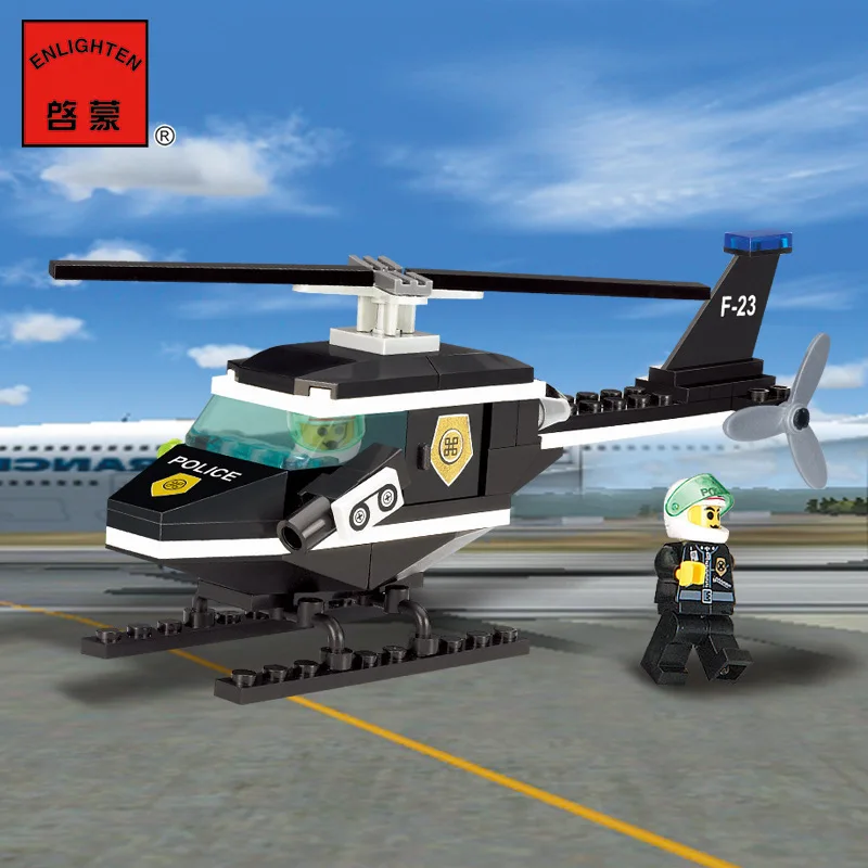 

BP 123 Police Series Scout Helicopter Small Grain Spelling Insert Building Block Assembling Toys Building Block