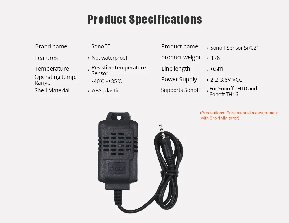 Высокая точность SONOFF монитор Si7021 датчик влажности переключатель беспроводной смарт Wifi датчик температуры мониторинг дистанционного управления для TH10 16