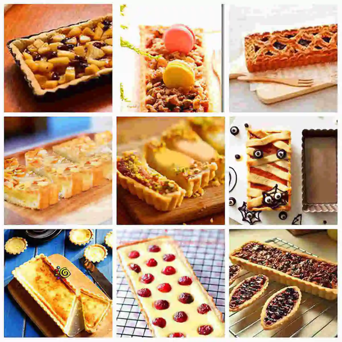 JX-LCLYL Rectangle Fluted Pie Tart Pan Mold Baking Nonstick Removable Bottom Quiche Tool