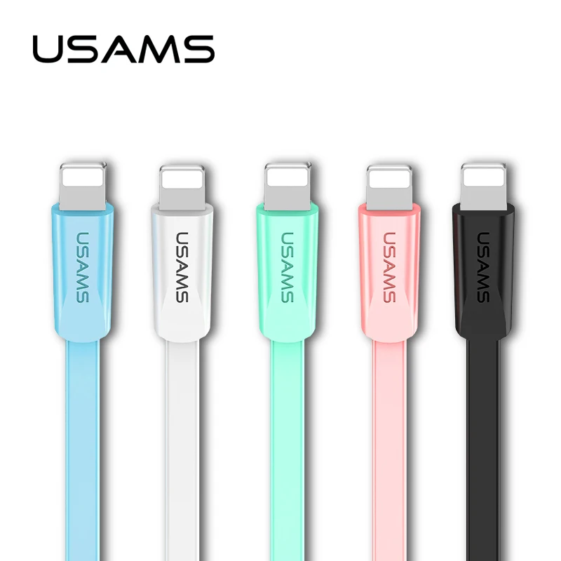 USAMS Light USB Cable for iPhone 5s cable Data Sync Flat Cable for iPhone XS Max XR X 8 7 6 se