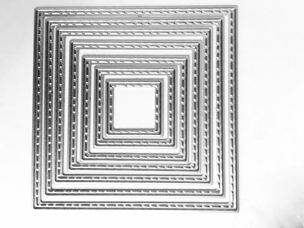 

7pcs Scrapbook DIY Album Card Paper Card Maker Metal Die Cut Square sewing Thread 8x8cm Cutting Dies