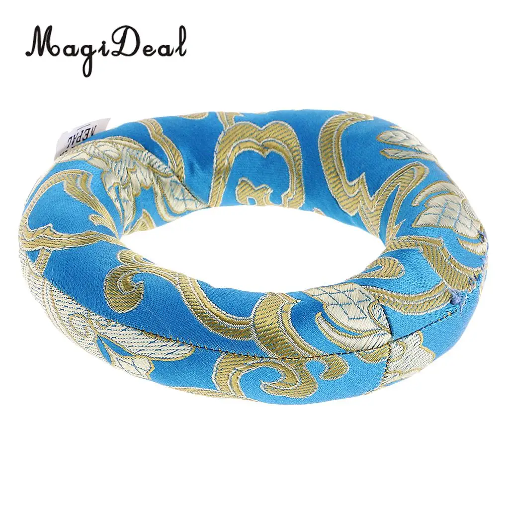 Random 1 Piece Round Silk Tibetan Singing Bowl Ring Cushion for Dharma -10cm