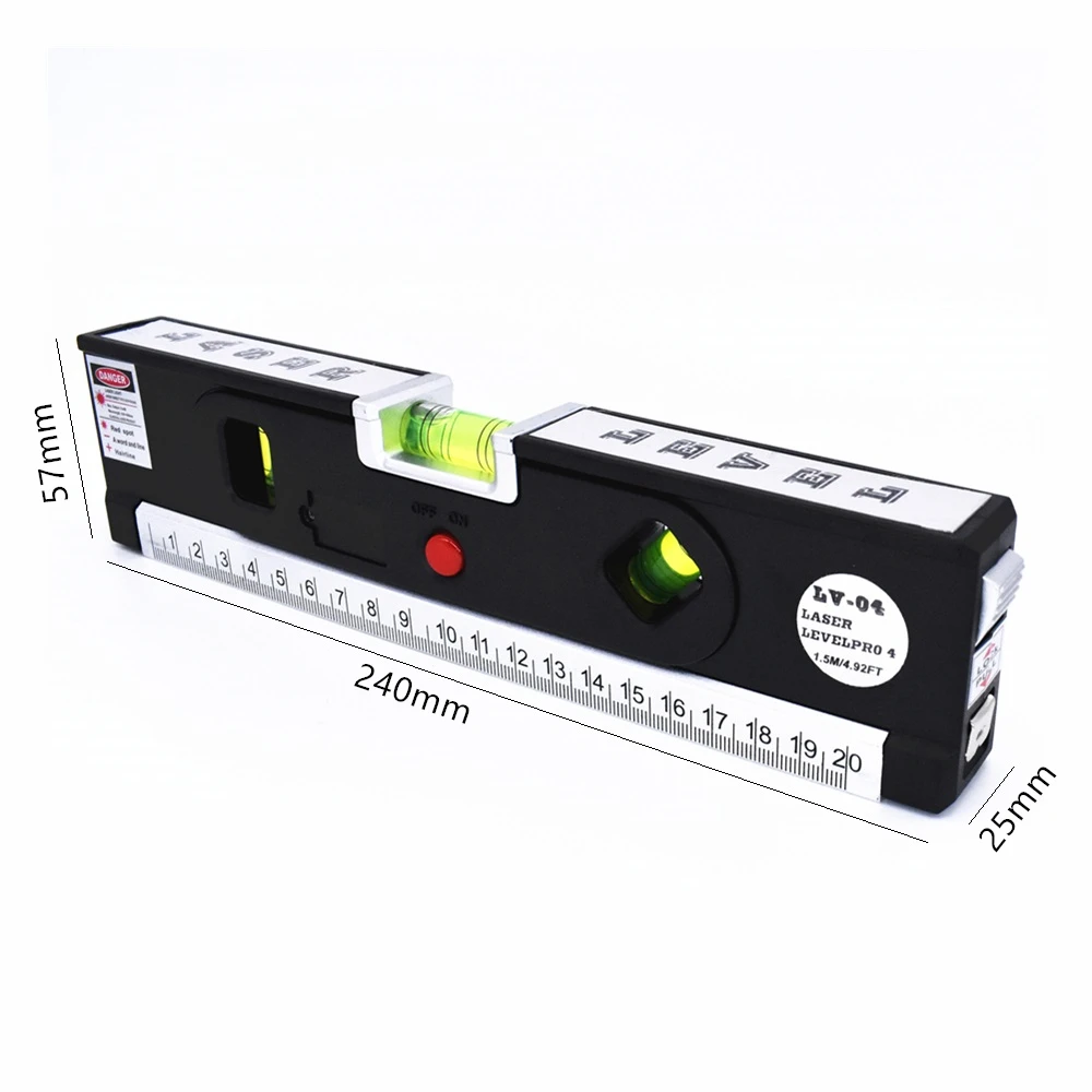 4 in 1 Laser Level Aligner Vertical Horizontal Lasers Accurate Marking Line Construction Tool Locking Measuring Tape Ruler laser level