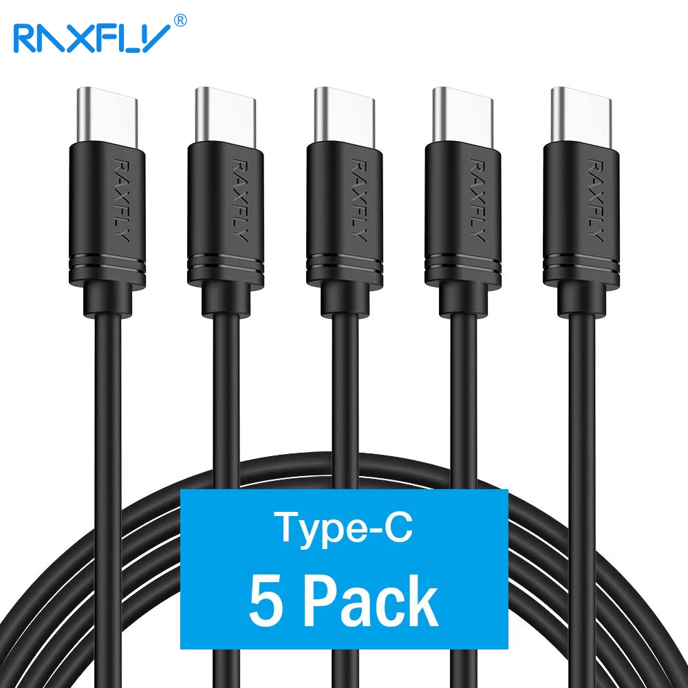 

5PCS/Lot RAXFLY USB Type C Cable For Samsung S9 S8 Plus Note 8 9 PVC Data Sync Charging Wire Cord USB C Cable For One Plus 6 6T