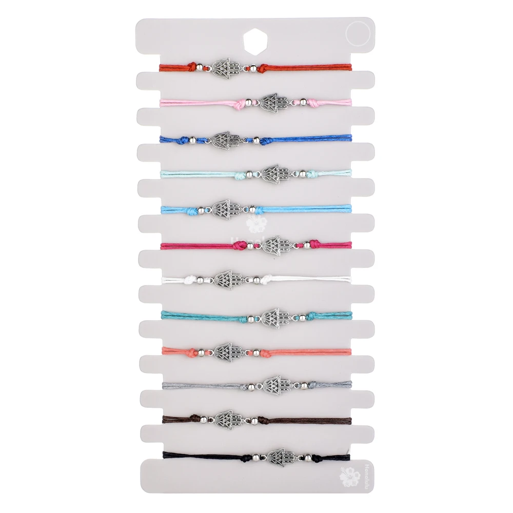 LUBINGSHINE 12pcs/lot Charms Elastic Wax Rope Braided Leather Bracelets & Bangles For Women Man Adjustable Pulseria Jewelry
