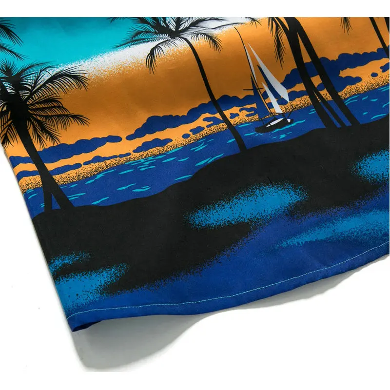 Men's Short Sleeve Beach Shirt, Aloha Hawaiian Shirt, Palm Tree Printing Shirts, Summer Quick Drying Shirts Part Surfing Holiday