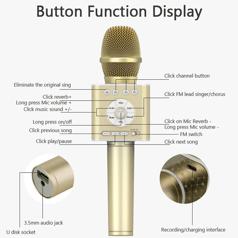 Беспроводной bluetooth-микрофон для караоке TOSING Q12 с FM и KTV, режим Chorus, сопряжение с USB шумоподавлением, аккомпанемент