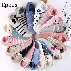 Epous забавное носки с животными для Для женщин теплые хлопковые ботильоны дышащая 3D хлопок женщина носки забавные животные прекрасный