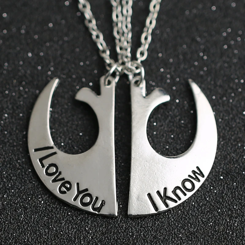 Ожерелье Звездные войны, знак Rebel Alliance I Love You I Know, серебряный цвет, кулон, модные ювелирные изделия из фильма для мужчин и женщин