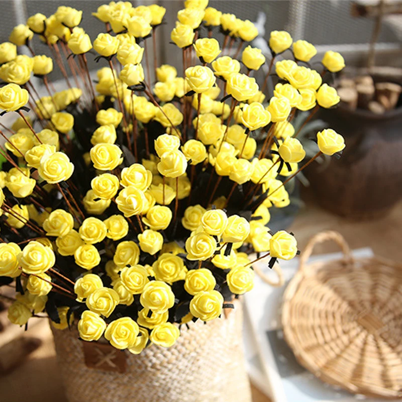 5Pcs/lot Artificial PE 15 RoseHeads Flowers for Xmas New Year Home Wedding Party Birthday Decoration Fake Plants for Table Decor