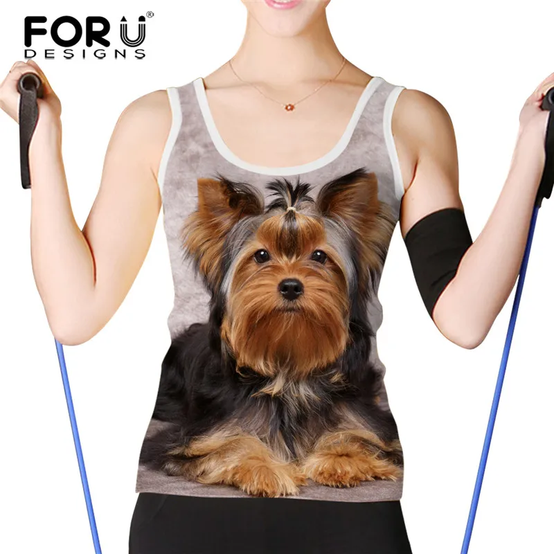 

FORUDESIGNS Summer Fashion Women Tank Tops Cute Yorkshire Terrier Dog Print Female Breathable Vest Comfortable Fitness Tank Top