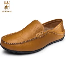 VESONAL Spring Autumn Brand Men Loafers Casual Shoes Mocassin Male Ons Boat Quality Genuine Leather Walking Footwear Driver Man