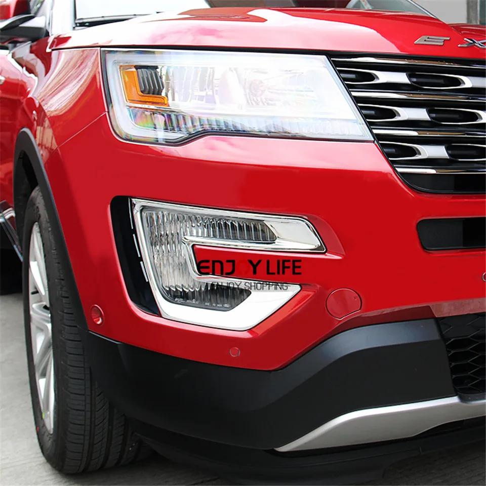 

2pcs Car Chrome Bottom Front Fog Light Lamp Cover Trim Sticker Set For Ford Explorer 2016