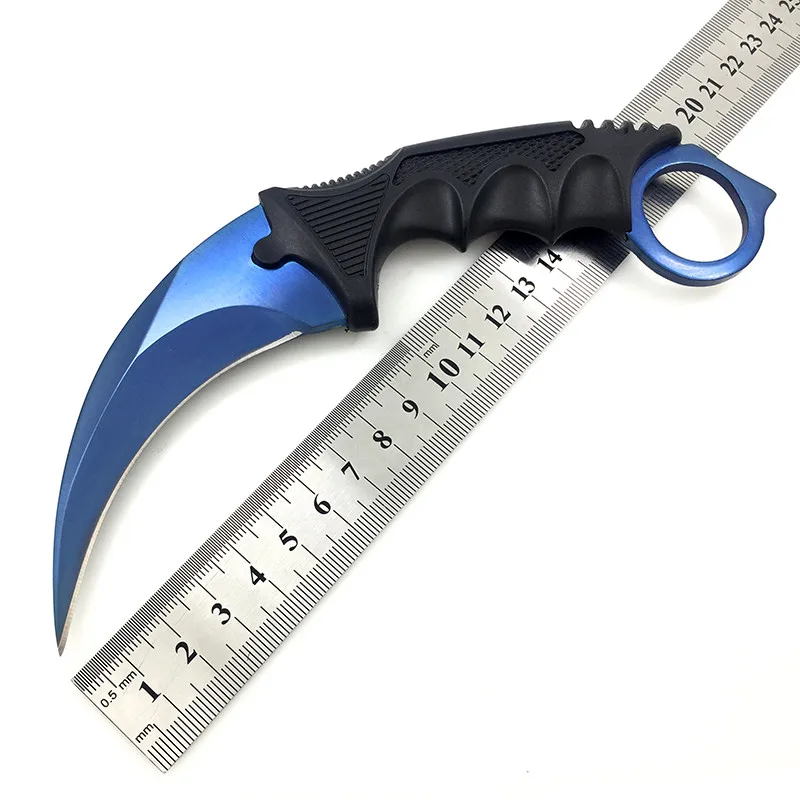 Нож Karambit CS GO с фиксированным лезвием, никогда не выцветает, контр страйк, бои, коготь, ножи для выживания, кемпинга, EDC, косплей, инструменты