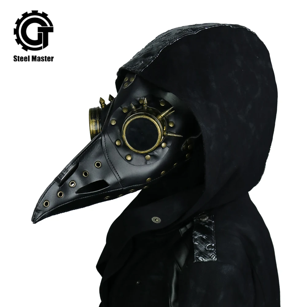 

2018 Steampunk Women Faux Leather Birds Beak Mask Doctor Plague Gothic Retro Black Face Halloween Masks Cosplay Carnaval Props