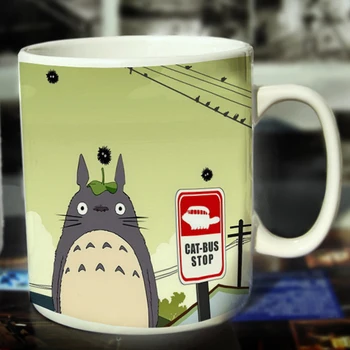 

New Totoro Ceramic Coffee Mug White Color Or Color Changed Cup Waiting For The Bus---Loveful