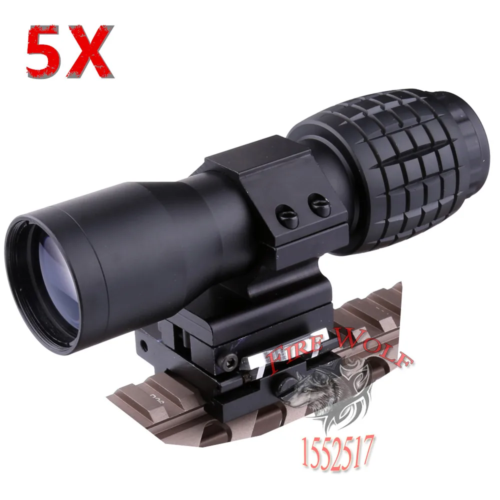 

Red dot sight scope 5x Magnifier Quick Flip Scope Flip To Side Mount Fit For 20mm weaver mount