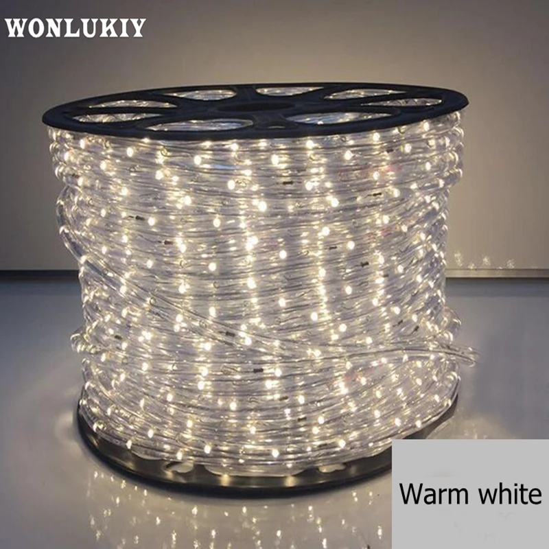 WONLUKIY круглая двухпроводная Светодиодная лента 220В неоновый свет 25leds/m гибкая