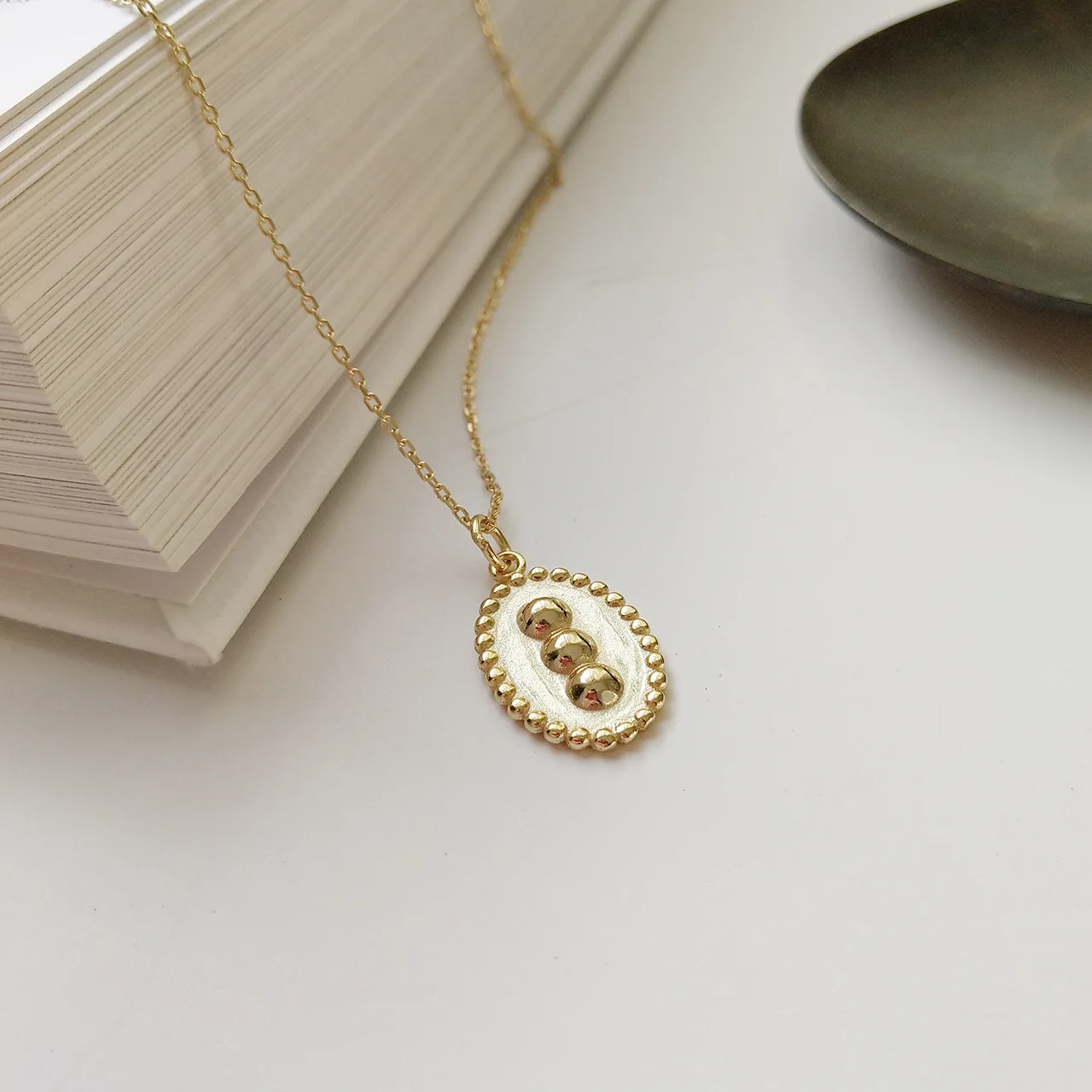 Simple Geometry Ellipse Beads 925 Sterling Silver Necklace