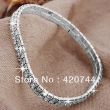 6 шт. Мода Посеребренная 2 Ряд CrystalMetal ножной браслет, браслет лодыжки