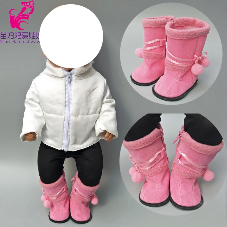 7.5 CM poupées chaussures pour 43 cm born bebe poupée bottes hiver rose chaussures bébé poupée hauts 18 pouces fille poupée chaussures bottes