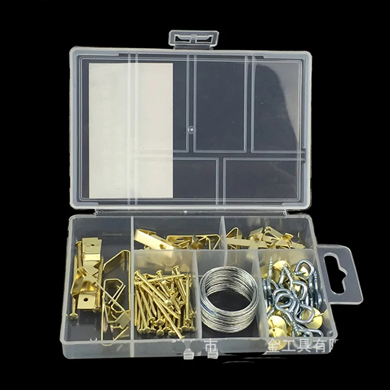 

100Pcs Picture Hanging Kit HARDWARE FOLDER Hooked Eye Photo Frame Hook Multi-Model Hook Set