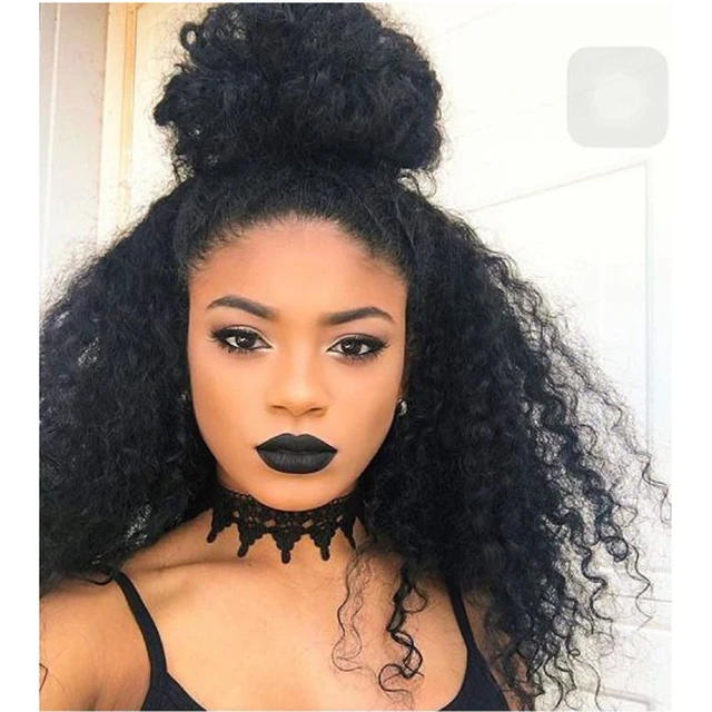 Top Quality High Ponytail Full Lace Wigs Kinky Curly Virgin Hair Lace