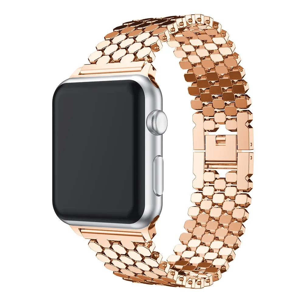 

Fashion Watchband Link buckle Octagon Stainless Steel Wrist Strap Bracelet band For Apple Watch 38MM 42mm Series 1 2 3 Bracelet