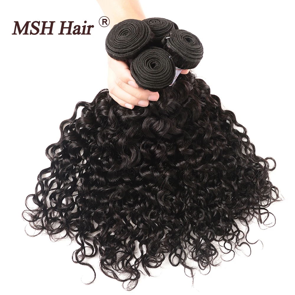 MSH Hair Peruvian Water Wave Hair 4 Bundles Human Hair