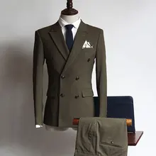 2 шт двубортные Новое поступление бизнес костюмы мужские костюмы на заказ Жених Смокинги друзей жениха Свадебные костюмы(куртка+ брюки