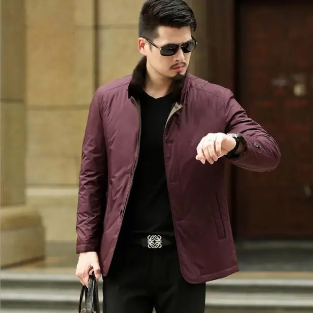 2018 New Arrival Brand Datousha Winter Fashion Mink Fur Detachable Collar Men's Coat Mid-length Men Casual Thick Down Jacket 2018 New Arrival Brand Datousha Winter Fashion Mink Fur Detachable Collar Men's Coat Mid-length Men Casual Thick Down Jacket