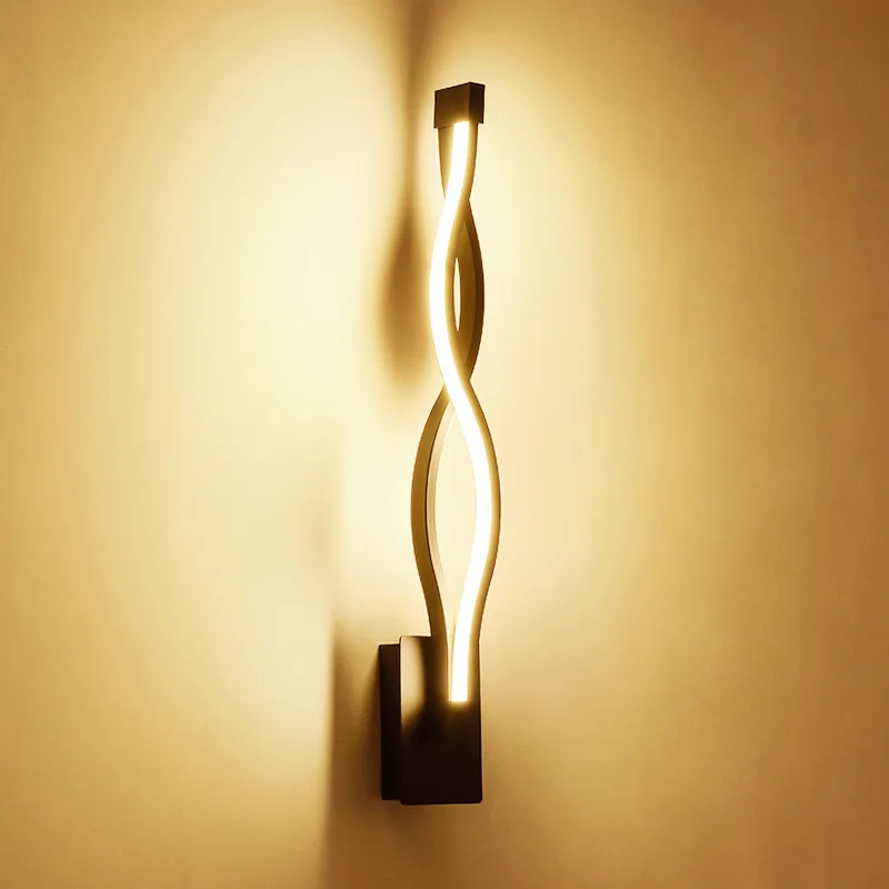 Modern minimalist bedroom wall lamps 16w AC96V 260V LED Sconce black white lamp hall lighting