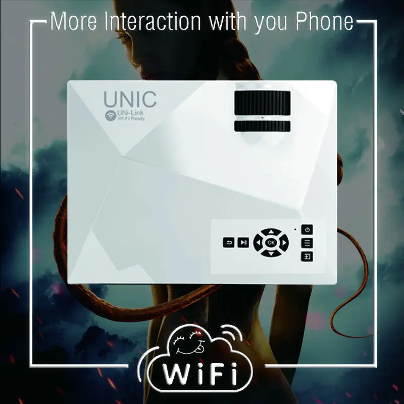 2017 new fashion HD LED LCD WIFI projector UNIC UC46 with HDMI/VGA/SD/USB/AV connect to phone computer laptop AIRPLAY MIRCAST |