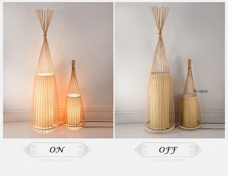 Деревянные бамбуковые торшеры ручной работы в японском стиле, креативные напольные светильники для гостиной, кабинета, спальни, чайного дома, клуба H91cm E27