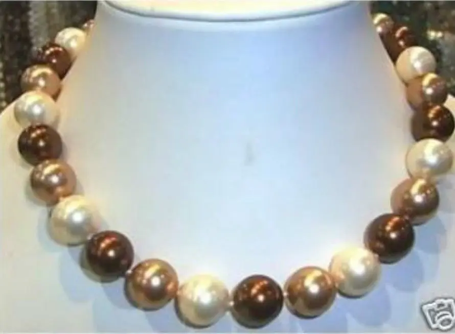 

12mm 18" south sea Multicolor shell pearl necklace AAA style Fine Noble real Natural free shipping