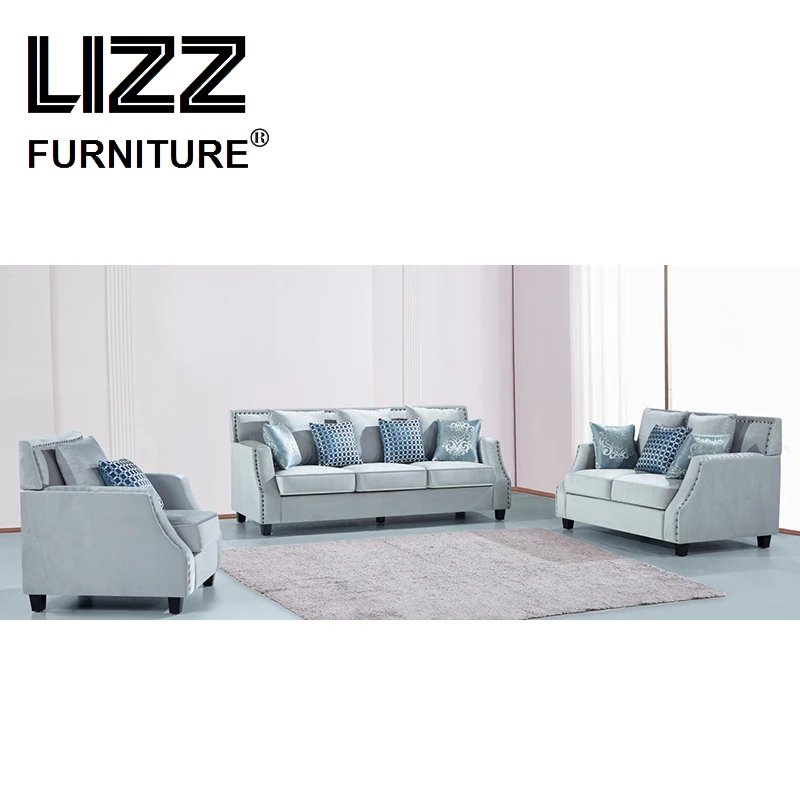 UK Style Furniture Divani Casa Home Comfortable Sofa Sectional Fabric Sofa Sets For Living Room