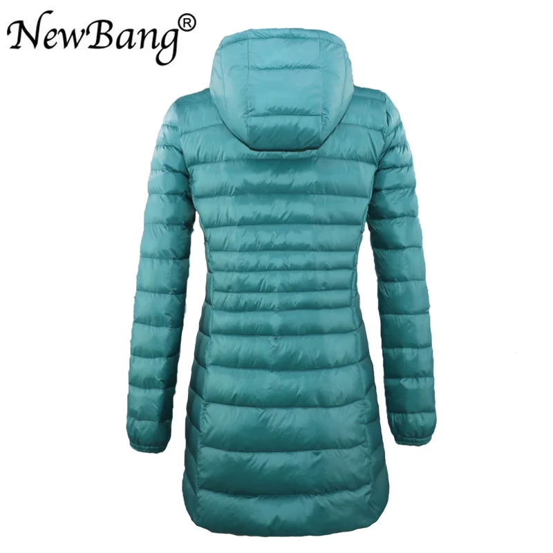 Бренд NewBang, 7XL, 6XL, женское длинное теплое пуховое пальто, женский ультра легкий пуховик с сумкой, женские пальто, длина до бедра