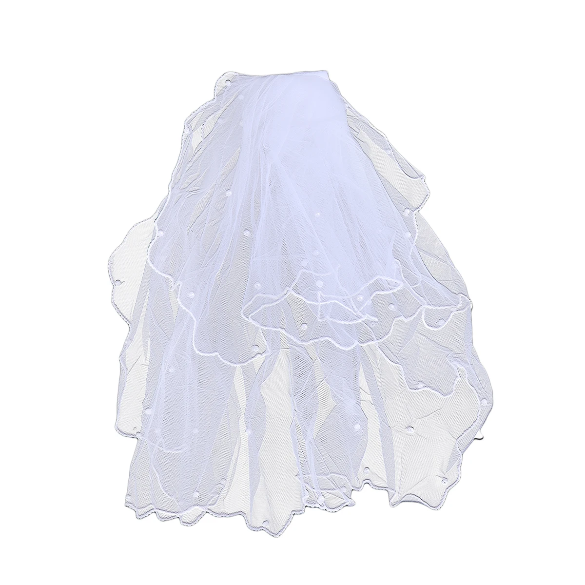 

Flower Kids Girl Mantilla Veils Two Layers Wedding Communion with Comb Bead Wedding Veil