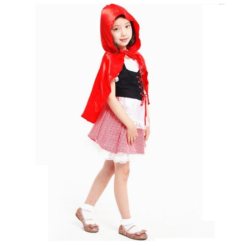 Girl Costume Cute Little Miss Red Girl Cosplay Halloween Party Performance Clothes Children's