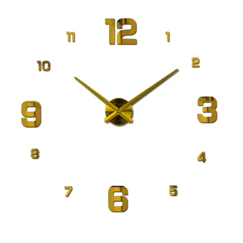 

2019 free shipping new real metal 3d diy acrylic mirror wall clock watch clocks home decoration modern needle quartz stickers