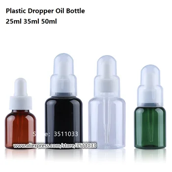 

25ml 35ml 50ml Browm Green Perfume Pipette Vials Cosmetic Black Clear Essential Oil Refillable Container Plastic Dropper Bottle