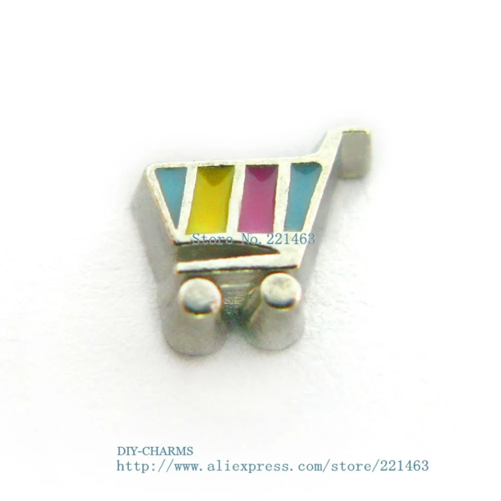 New arrival ! FC1343 shopping cart floating locket charms alloy beads