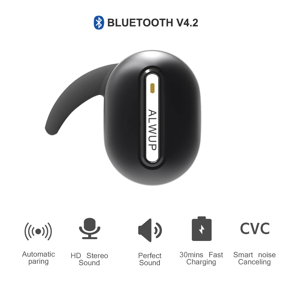 Alwup True Беспроводной Bluetooth наушники стерео бинауральные спортивные вкладыши