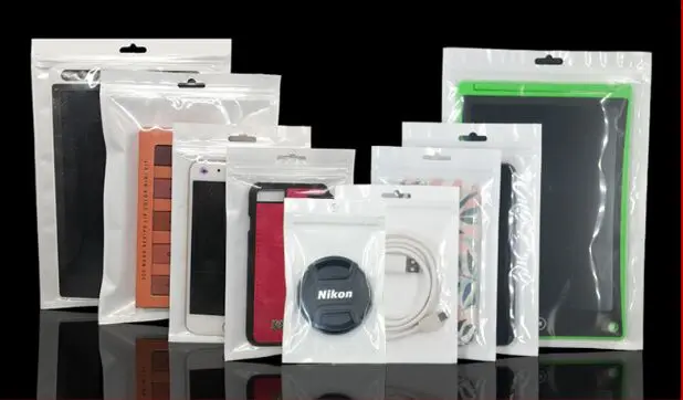 300 шт./партия(10X18 см) прозрачные белые пластиковые упаковочные пакеты на молнии, электронные аксессуары, полиэтиленовый пакет, подарочная упаковка для телефона