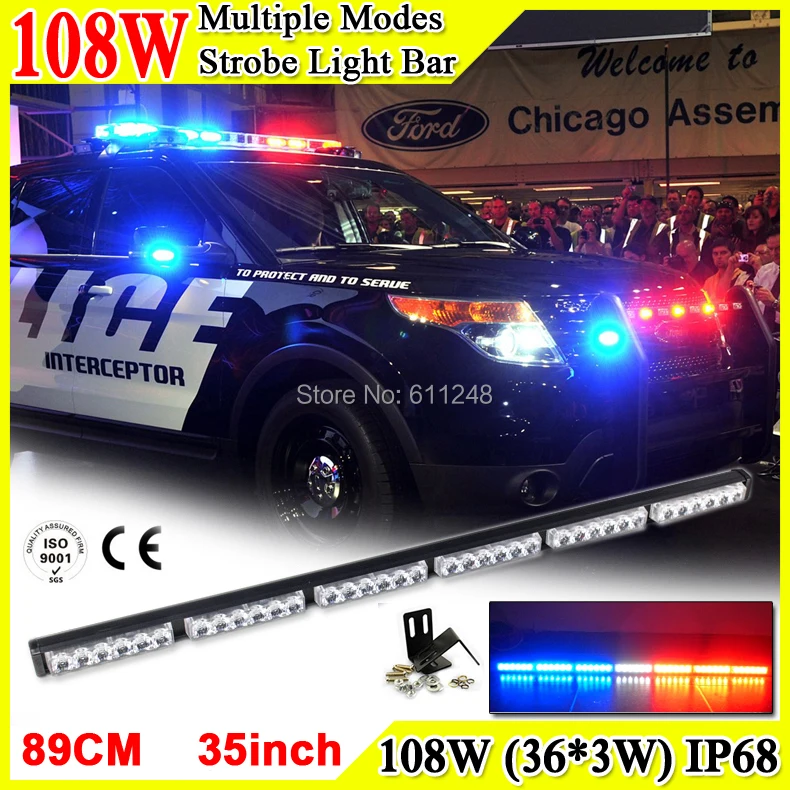 108W Super Bright Led Strobe Flash Warning Light Bar 35'' Led Light Bar