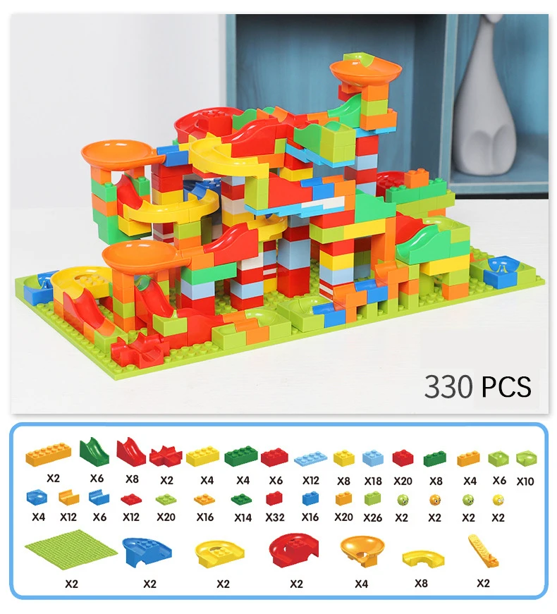 Мини-размер 330 шт. мраморный трек Запуск строительных блоков Кирпичи ABS развивающий конструктор Игрушки совместимы с классическими маленькими блоками