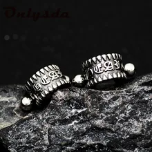 Onlysda Уникальные готические шесть слов mantra Faith серьги Креативные мужские Lcuky серьги из нержавеющей стали новые очаровательные ювелирные изделия ES162