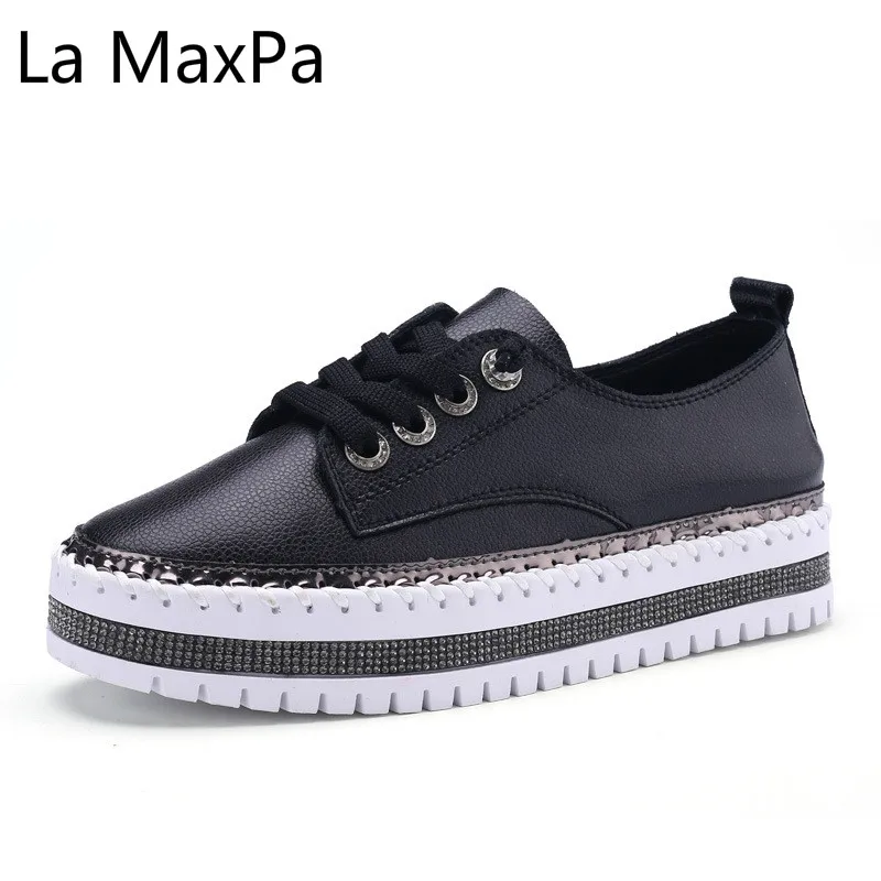 

Spring Summer New Women Shoes Recreational Water Drill Color Matching Thick Sole Single Shoe Recreational Student Leather Shoes
